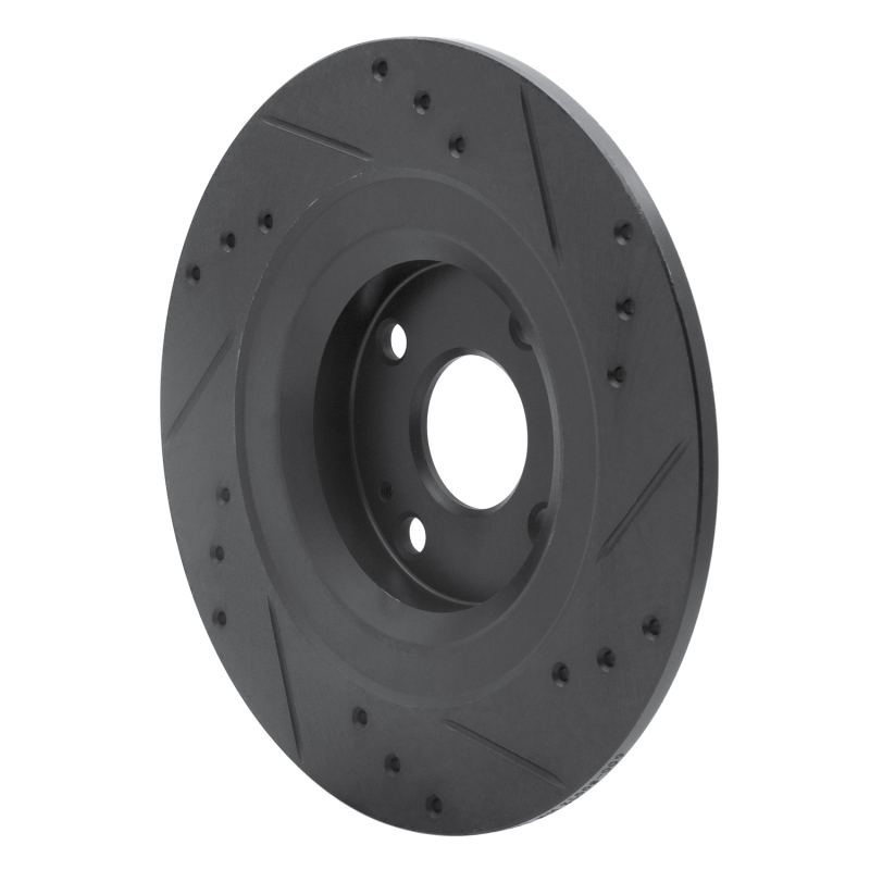 Fiat 124 Spider Brake Rotor (1) - Rear Left - R1 Concepts - Drilled & Slotted - Black - `16-`25